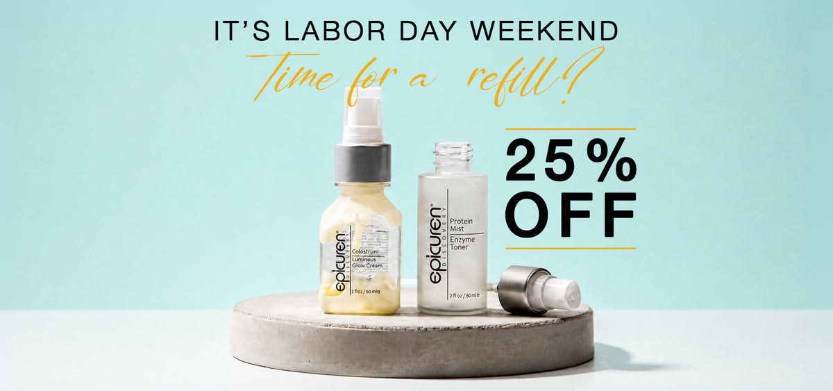 2 empty products in center. Text that says it's labor day weekend. Time for a refill? 25% Off