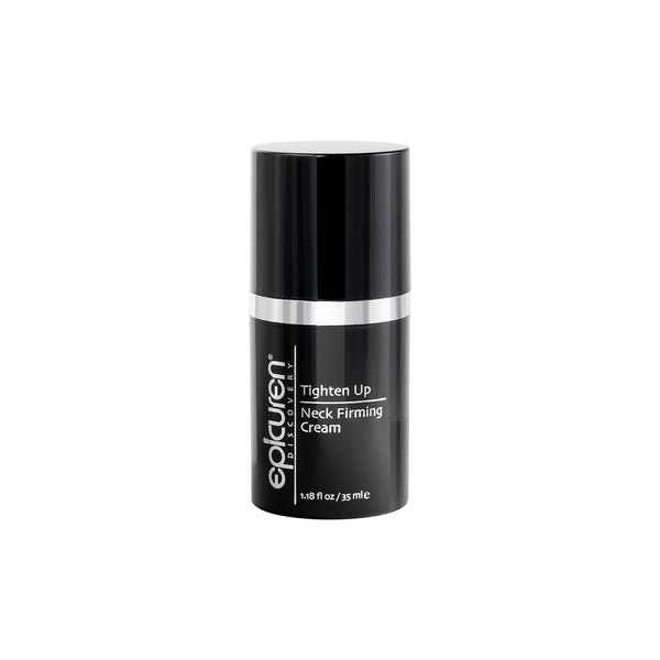 A black container of Tighten Up Neck Firming Cream from Epicuren Discovery.