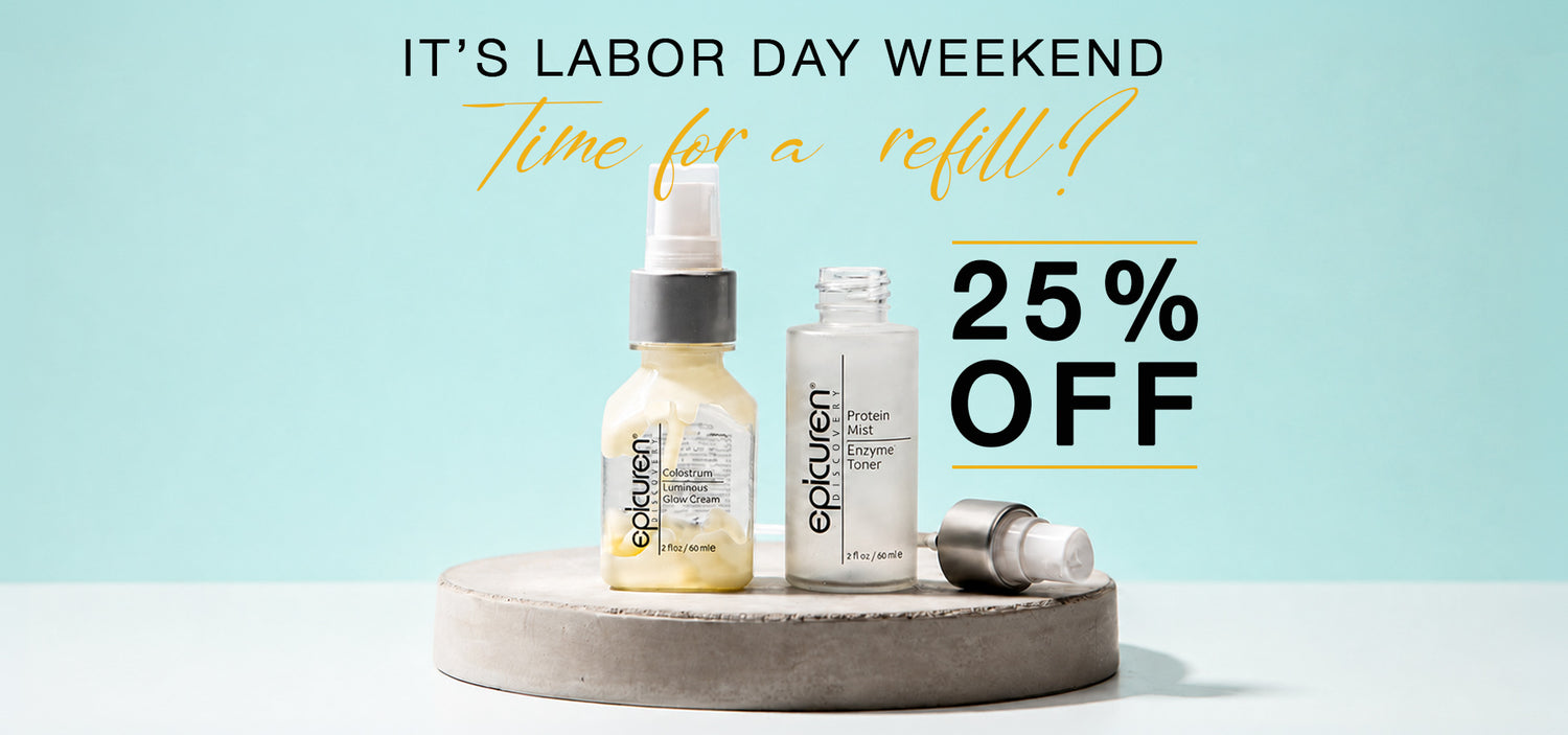 2 empty products in center. Text that says it's labor day weekend. Time for a refill? 25% Off