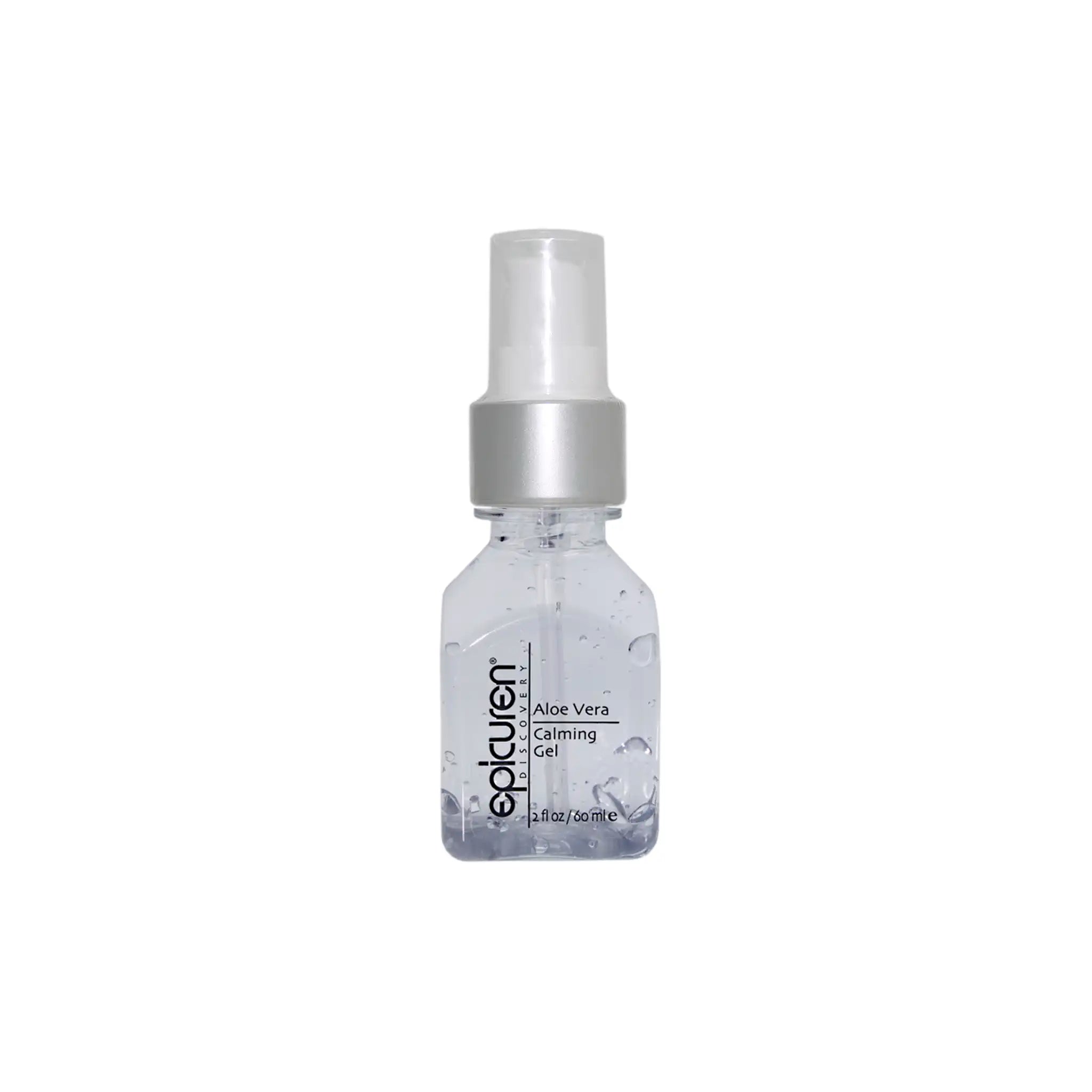 A bottle of Epicuren Aloe Vera Calming Gel, on a white background.