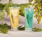 Two tube products labeled 'Rosemary Lave' and 'Tropical Lave' from epicuren with greenery in the background.