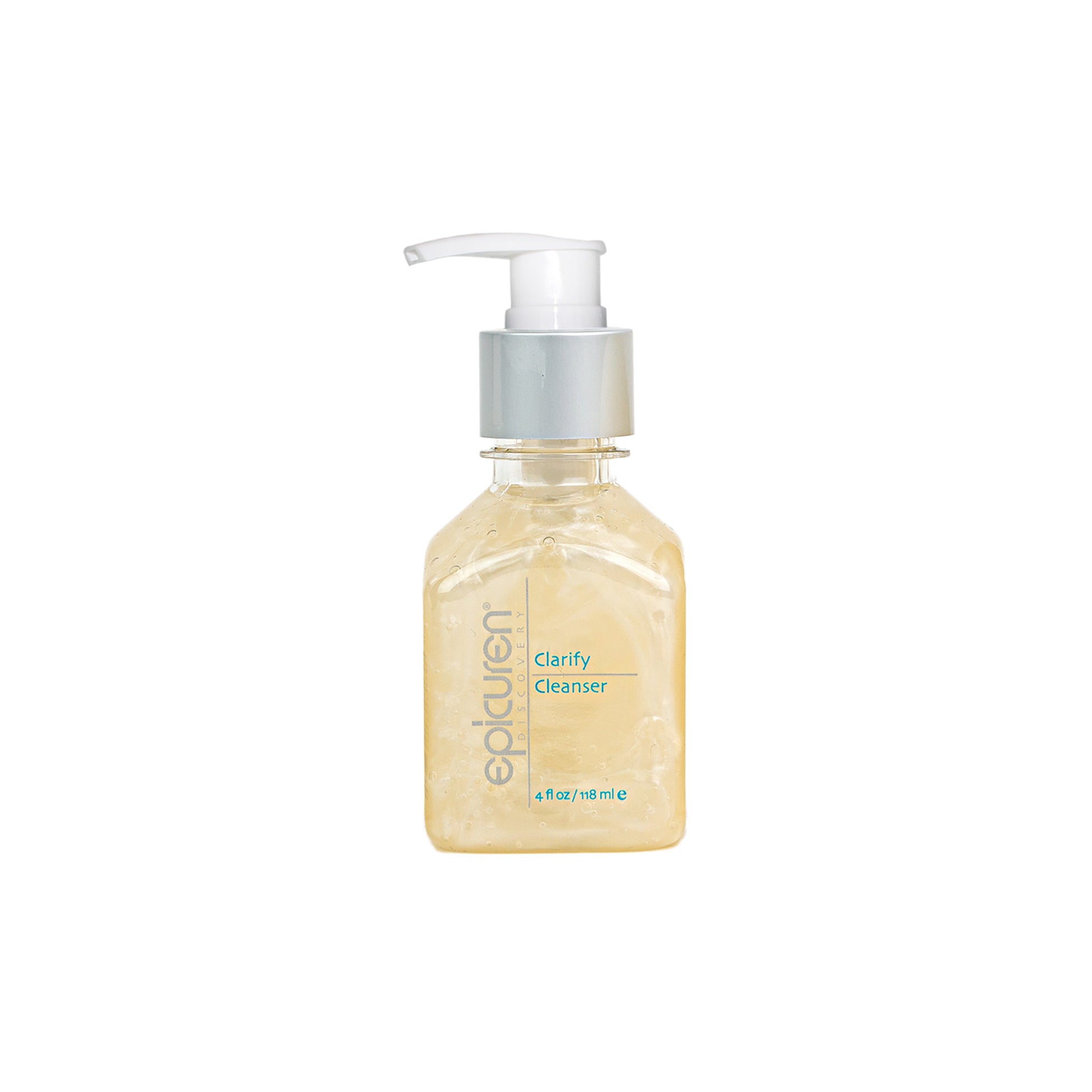 A 4 oz. bottle of Clarify Cleanser, the salicylic acid cleanser from Epicuren Discovery. 