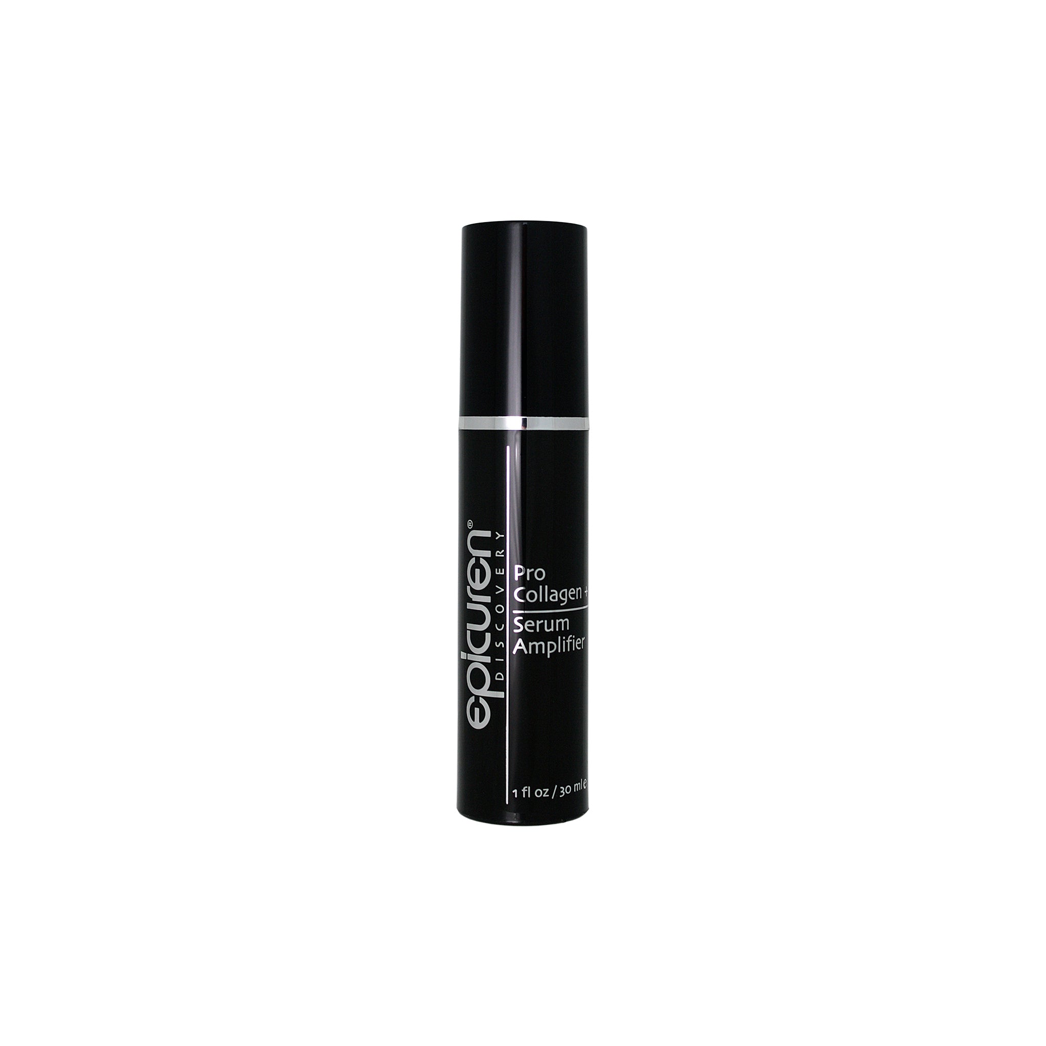 Black tube of Epicuren Discovery Pro Collagen Serum Amplifier, a collagen serum skincare product in 1 fl oz (30 ml) size.